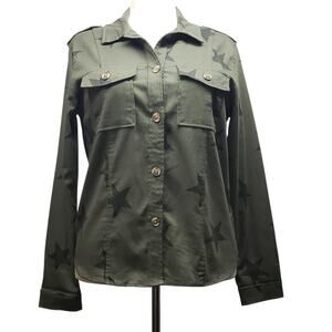 Knox Rose Womens Size L Olive Green Button‑Front Shirt Boho Utility Style